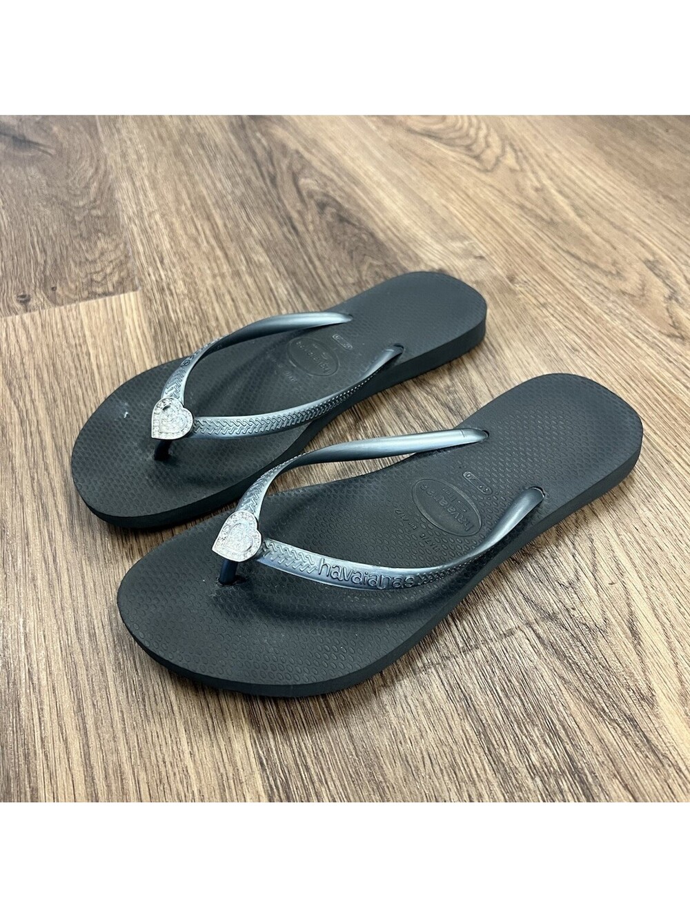 Havaianas Brazil Flip Flops Sandals Unisex Size 7/8 Silver Rubber Slip